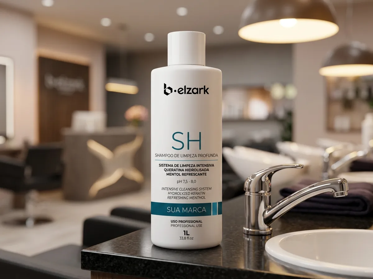 Shampoo de limpeza profunda pronto para receber a marca do cliente