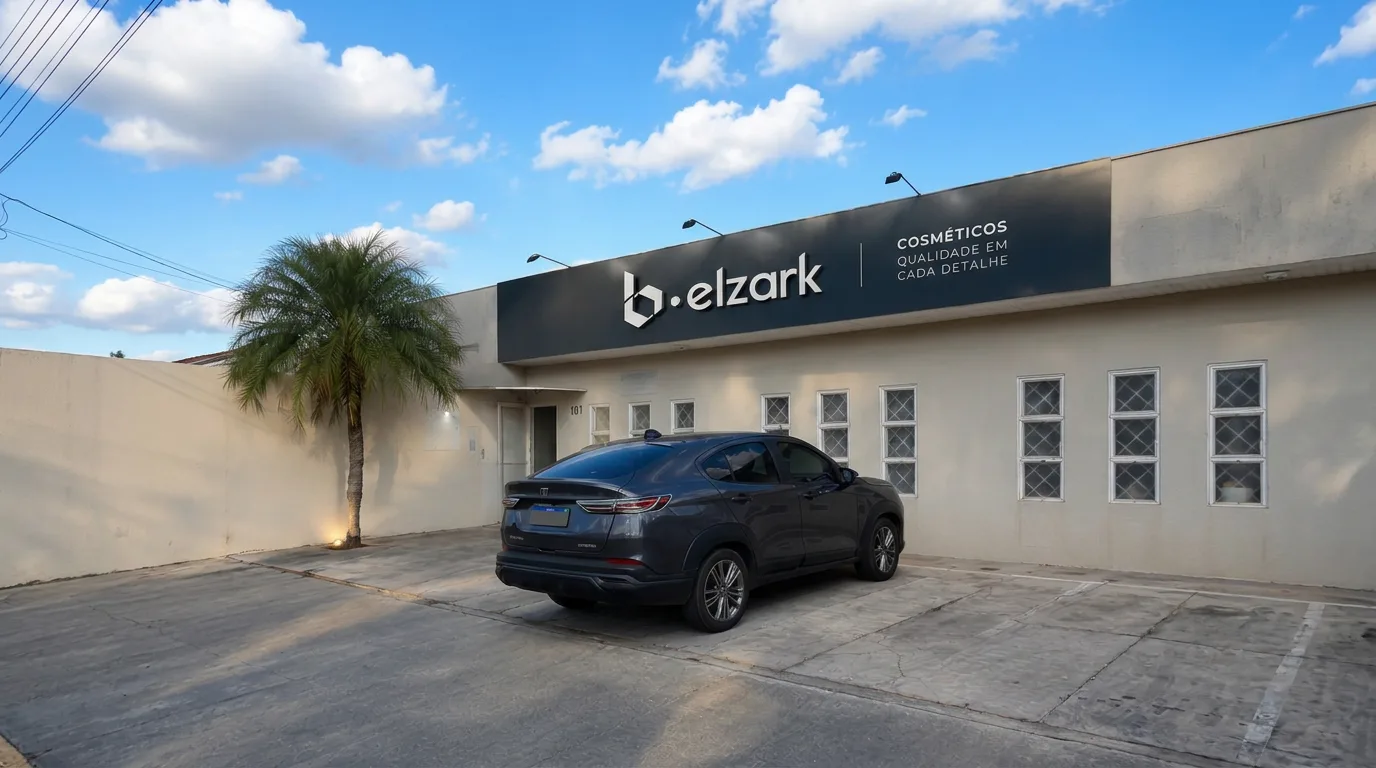 Facade of the Belzark Cosméticos factory in Elisiário/SP